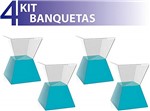 Ficha técnica e caractérísticas do produto Kit 4 Banquetas Nitro Assento Cristal Base Color Azul