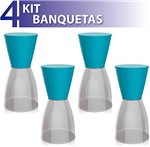 Ficha técnica e caractérísticas do produto Kit 4 Banquetas Nobe Assento Color Base Cristal Azul