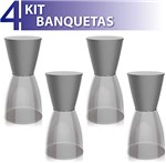 Ficha técnica e caractérísticas do produto Kit 4 Banquetas Nobe Assento Color Base Cristal Cinza