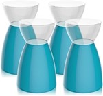 Ficha técnica e caractérísticas do produto Kit 4 Banquetas Rad Assento Color Base Cristal Azul - Im In