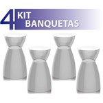 Ficha técnica e caractérísticas do produto Kit 4 Banquetas Rad Assento Color Base Cristal Cinza