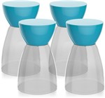 Ficha técnica e caractérísticas do produto Kit 4 Banquetas Rad Assento Cristal Base Color Azul - Im In