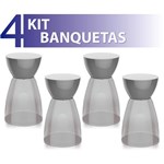 Ficha técnica e caractérísticas do produto Kit 4 Banquetas Rad Assento Cristal Base Color Cinza