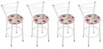 Ficha técnica e caractérísticas do produto Kit 4 Banquetas Ravena Tubo Branco com Assento Floral Clássico Vermelho - ItaGold