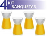 Ficha técnica e caractérísticas do produto Kit 4 Banquetas Sili Assento Cristal Base Color Amarelo