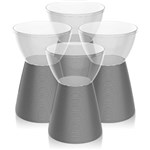 Ficha técnica e caractérísticas do produto Kit 4 Banquetas Sili Assento Cristal Base Color Cinza