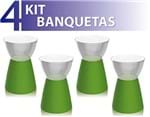 Ficha técnica e caractérísticas do produto Kit 4 Banquetas Sili Assento Cristal Base Color Verde