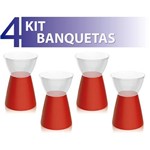 Ficha técnica e caractérísticas do produto Kit 4 Banquetas Sili Assento Cristal Base Color Vermelho