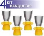 Ficha técnica e caractérísticas do produto Kit 4 Banquetas Tin Assento Cristal Base Color Amarelo