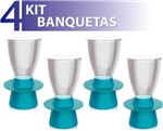 Ficha técnica e caractérísticas do produto Kit 4 Banquetas Tin Assento Cristal Base Color Azul - IM In