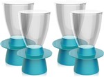 Ficha técnica e caractérísticas do produto Kit 4 Banquetas Tinn Assento Cristal Base Color Azul - Im In