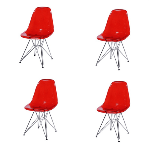 Ficha técnica e caractérísticas do produto Kit 4 Cadeira Eames Eiffel Vermelha PC OR Design 1101
