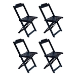 Ficha técnica e caractérísticas do produto Kit 4 Cadeiras De Madeira Dobravel Preto
