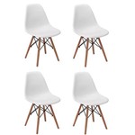Kit 4 Cadeiras Design Charles Eames Wood - Branca