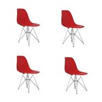 Ficha técnica e caractérísticas do produto Kit 4 Cadeiras Eiffel Base Cromada Sem Braço - Vermelho