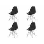 Ficha técnica e caractérísticas do produto Kit 4 Cadeiras Eiffel Eames Preta Base Cromada