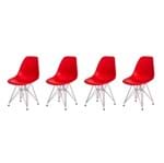Ficha técnica e caractérísticas do produto Kit 4 Cadeiras Eiffel Eames Vermelha Base Cromada