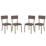 Ficha técnica e caractérísticas do produto Kit 4 Cadeiras Estofadas Champanhe/Linho Marrom Jacob - Urbaniu