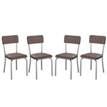 Ficha técnica e caractérísticas do produto Kit 4 Cadeiras Estofadas Cromado/Linho Marrom Jacob - Urbaniu