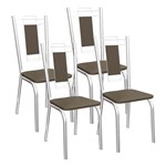 Ficha técnica e caractérísticas do produto Kit 4 Cadeiras Florença Cromado Kappesberg 4C005 Marrom