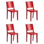 Ficha técnica e caractérísticas do produto Kit 4 Cadeiras Hydra Plus em Polipropileno - Kappesberg - Vermelho