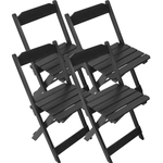Ficha técnica e caractérísticas do produto Kit 4 Cadeiras Madeira Maciça Dobrável Preta
