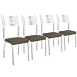 Ficha técnica e caractérísticas do produto Kit 4 Cadeiras Munique Cromadas de Metal Kappesberg 4C047 Marrom