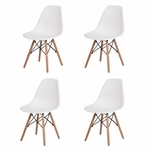 Ficha técnica e caractérísticas do produto Kit 4 Cadeiras Charles Eames Eiffel Branco Base Madeira