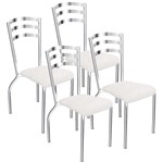 Ficha técnica e caractérísticas do produto Kit 4 Cadeiras Portugal Cromada Kappesberg 4C007 Branco