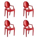 Ficha técnica e caractérísticas do produto Kit 4 Cadeiras Wind Plus em Polipropileno Kappesberg - Vermelho - Branco