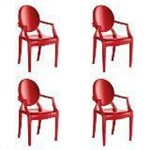 Ficha técnica e caractérísticas do produto Kit 4 Cadeiras Wind Plus em Polipropileno Kappesberg - Vermelho