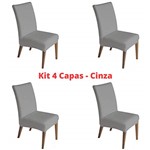 Ficha técnica e caractérísticas do produto Kit 4 Capas para Cadeira Malha Suplex Cinza com Elástico