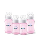 Ficha técnica e caractérísticas do produto Kit 4 Mamadeiras Anticólica Clássica Avent Rosa - Philips Avent