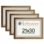 Ficha técnica e caractérísticas do produto Kit 4 Molduras Porta Diploma Certificado A4 21x30 Dourado - Santamaria Molduras