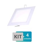 Ficha técnica e caractérísticas do produto Kit - 4 Painel Plafon Led Embutir Slim Quadrado 18W Branco Frio