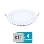 Ficha técnica e caractérísticas do produto  Kit 4 Painel Plafon Led Embutir Slim Redondo 25W Branco Frio