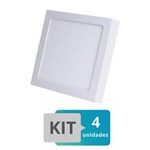 Ficha técnica e caractérísticas do produto Kit - 4 Painel Plafon Led Sobrepor Quadrado 18W Branco Frio