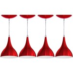 Ficha técnica e caractérísticas do produto Kit 4 Pendentes Gota (Vermelho Metálico / Branco) - Shop da Iluminação