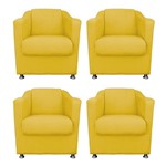 Ficha técnica e caractérísticas do produto Kit 4 Poltronas Decorativas Sala Tilla Suede Amarelo Nobile Estofados