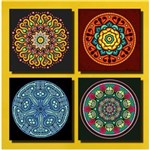 Ficha técnica e caractérísticas do produto Kit 4 Quadros Decorativo Paisagem Mandala para Sala
