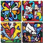 Ficha técnica e caractérísticas do produto Kit 4 Quadros Romero Britto