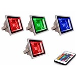 Ficha técnica e caractérísticas do produto Kit 4 Refletor LED 30 W Holofote RGB Colorido Bivolt Prova D`Água