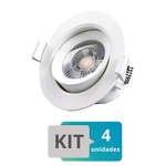 Ficha técnica e caractérísticas do produto  Kit 4 Spot Led Embutir Redondo 3W Branco Quente