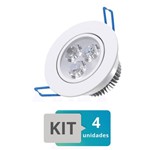 Ficha técnica e caractérísticas do produto Kit 4 Spot Led Embutir Redondo 3W Branco Quente - Ld