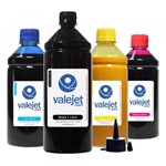 Ficha técnica e caractérísticas do produto Kit 4 Tintas L200 para Epson Black 1 Litro Coloridas 500ml Pigmentada - Valejet