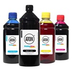 Ficha técnica e caractérísticas do produto Kit 4 Tintas para Epson L1300 | L-1300 Bulk Ink Black 1 Litro Coloridas 500ml Aton Corante