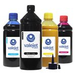 Ficha técnica e caractérísticas do produto Kit 4 Tintas Para Epson L606 Black 1l Color 500ml Pigmentada Valejet