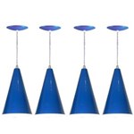 Ficha técnica e caractérísticas do produto Kit 04 Luminárias Pendente Cone em Alumínio - Cor Azul