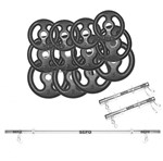 Ficha técnica e caractérísticas do produto Kit 40 Kg Anilhas Ferro + 2 Barras de 40cm + Barra de 160cm - Rlm Store