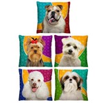 Ficha técnica e caractérísticas do produto Kit 5 Almofadas Decorativas Cachorros para Sala 40cm Ix